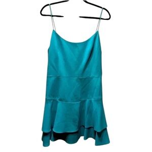 Alice + Olivia scoop neck layered marine blue mini dress size 12 New